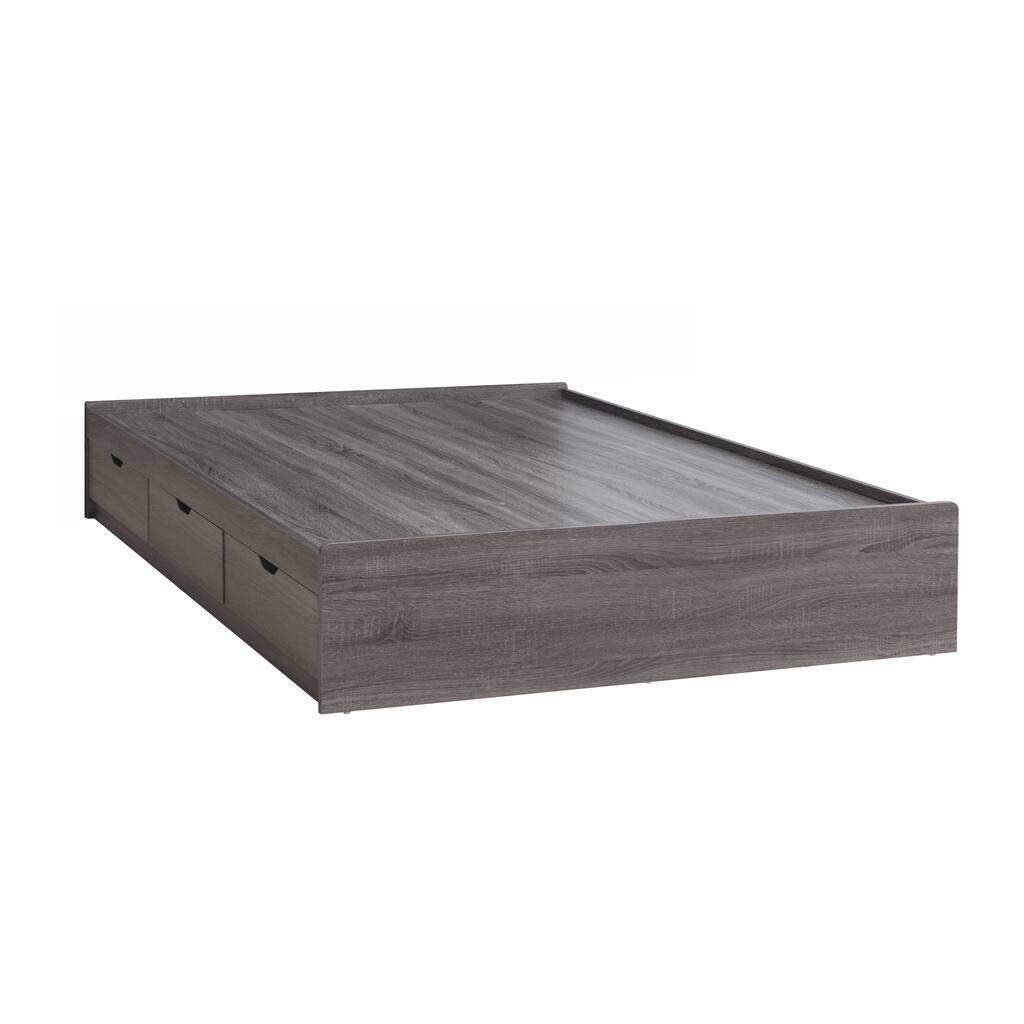 Full Size Chest Bed with 3 Drawers, Distressed Gray