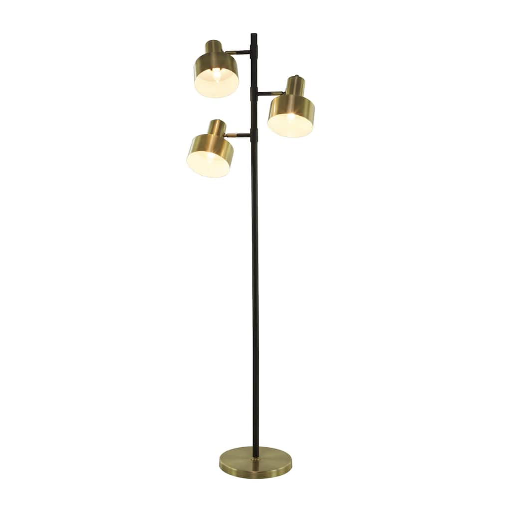 Metal Floor Lamp with Rotating Shades - Gold - Roche River Decor - 11"W x 20"L x 67"H