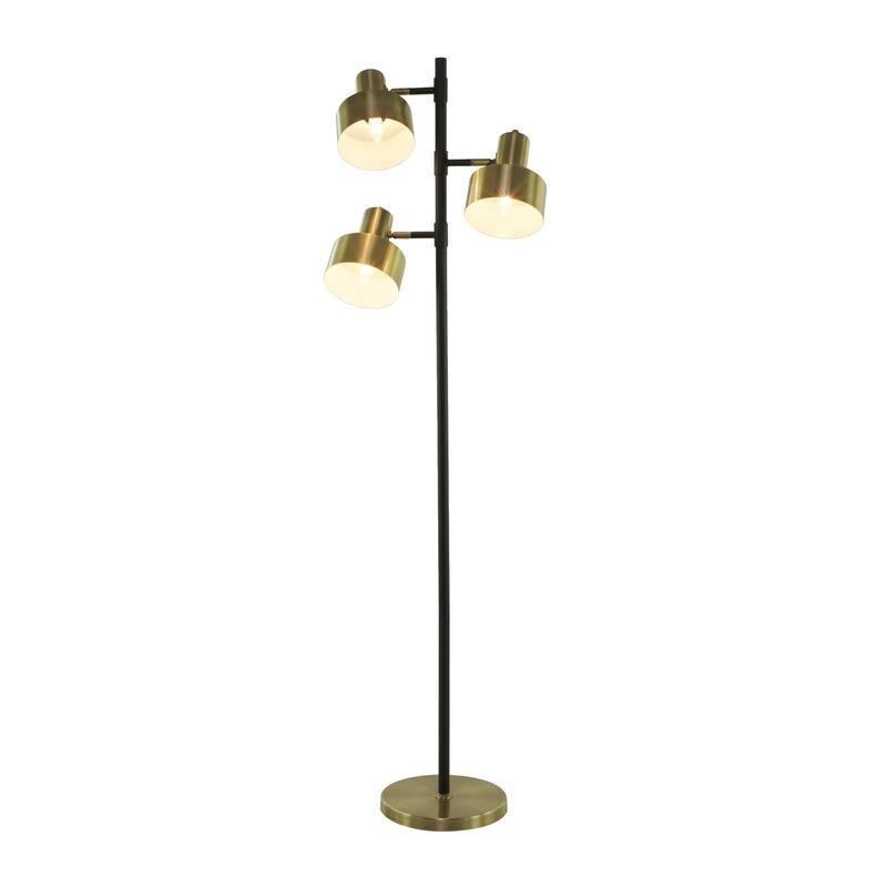 Metal Floor Lamp with Rotating Shades - Gold - Roche River Decor - 11"W x 20"L x 67"H