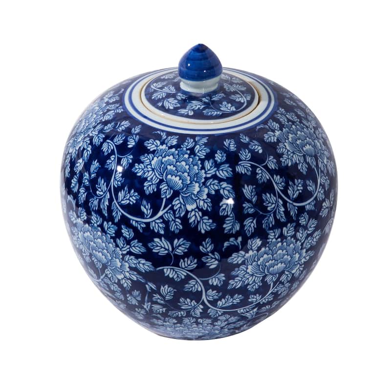 Blue Peony Vine Melon Jar