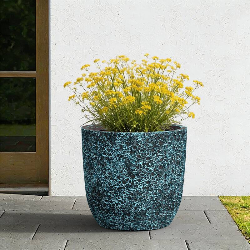 Upgraded Interior Concrete Round Planter with Drainage Holes