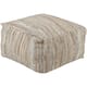 Striped Alia Square Leather 24-inch Pouf - Khaki/Cream
