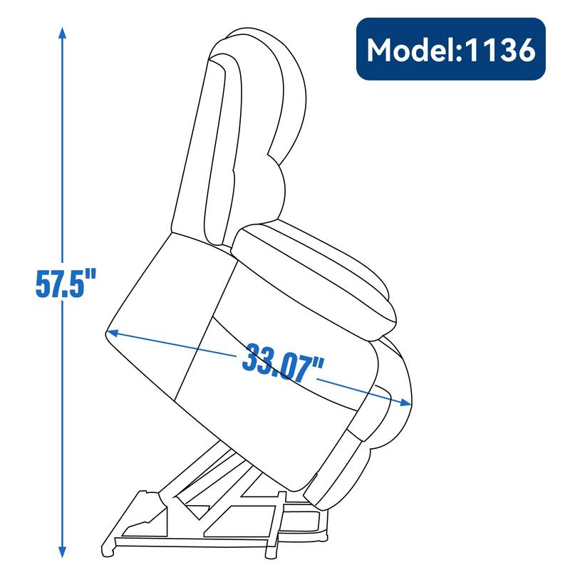 Lazy Boy 23" Seat High Back Oversized Chenille Power Lift Recliner Chair with 8-Point Massage and Lumbar Heating, Single Sofa