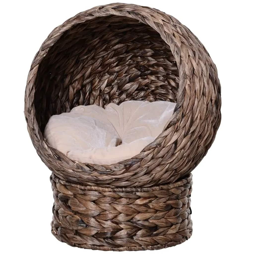 Raised Cat Bed with Rotating Cozy Basket Soft Cushion for Small Cats Up to 11 lbs