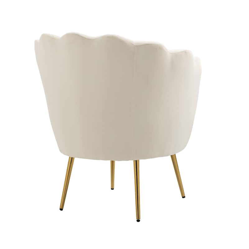 Scalloped Velvet Arm Chair Living Room Accent Chair