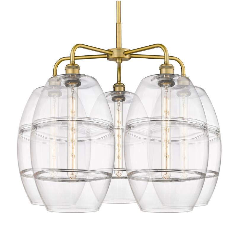 Innovations Lighting 516-5CR-24-28 Vaz Chandelier Vaz 5 Light 28" Wide - Brushed Brass / Clear