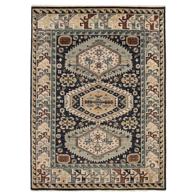 ECARPETGALLERY Hand-knotted Jules Serapi Dark Navy Wool Rug - 7'9 x 10'2 - Dark Navy - 7'9 x 10'2
