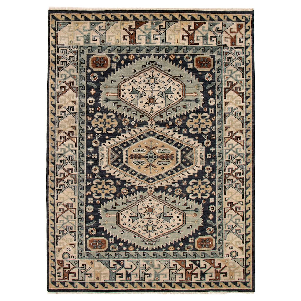 ECARPETGALLERY Hand-knotted Jules Serapi Dark Navy Wool Rug - 7'9 x 10'2