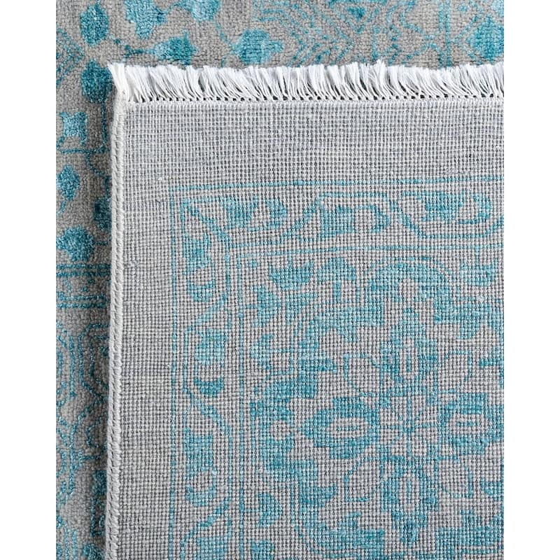 Ikat One-of-a-Kind Hand-Knotted Area Rug - Gray, 9' 0" x 12' 0" - 9' 0" x 12' 0"
