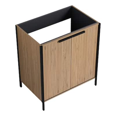 Modern 30 Inch Freestanding Bathroom Vanity Base with Soft-Close Doors and Storage Shelves - No Sink Included