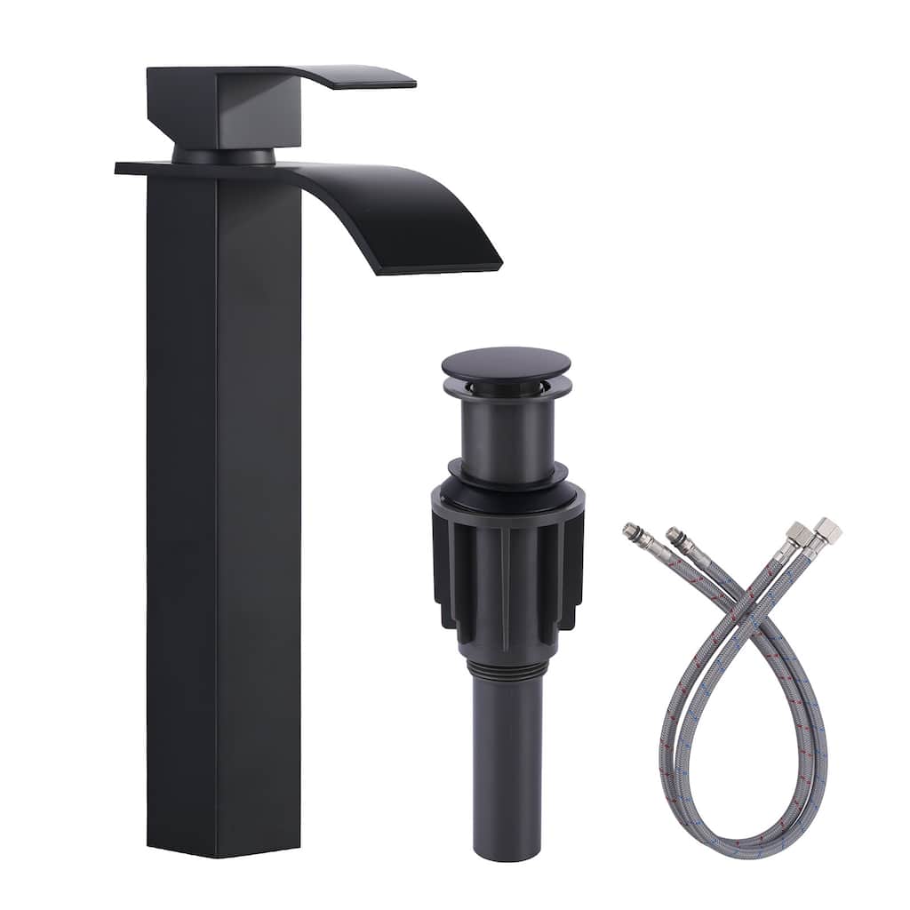 WOWOW Single Handle Single Hole Waterfall Bathroom Vessel Faucet