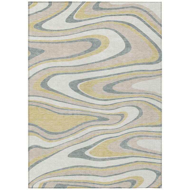 Machine Washable Indoor/ Outdoor Abstract Busey Chantille Rug