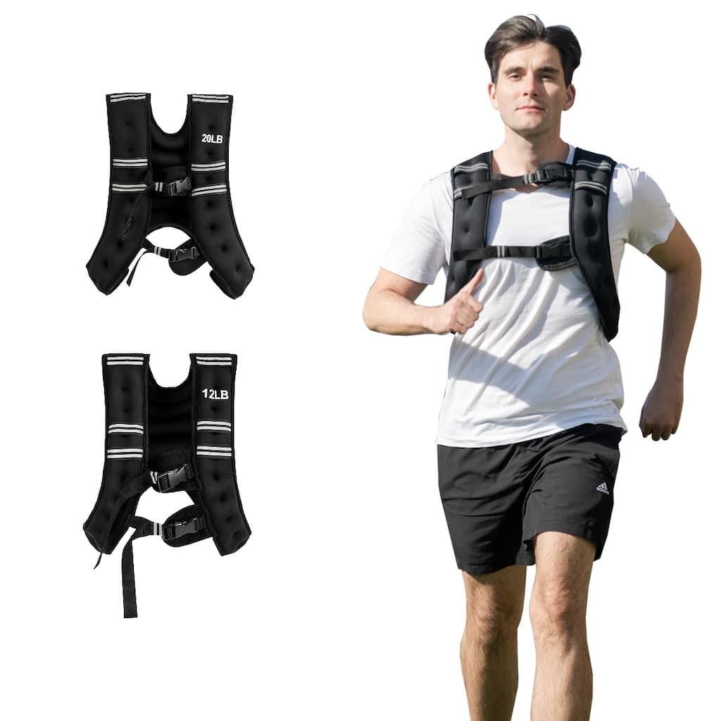 Costway 12LBS/20LBS Workout Weighted Vest Mesh Bag Adjustable Buckle