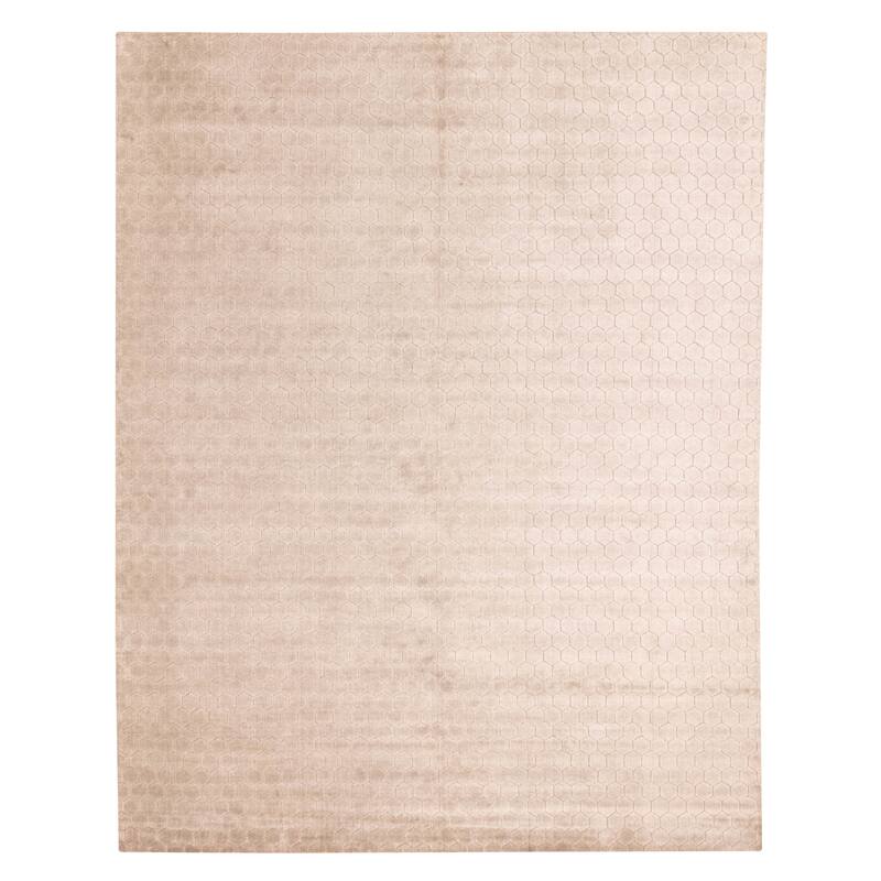 ECARPETGALLERY Hand Loomed Elysian Light Khaki Viscose Rug - 7'11 x 9'10