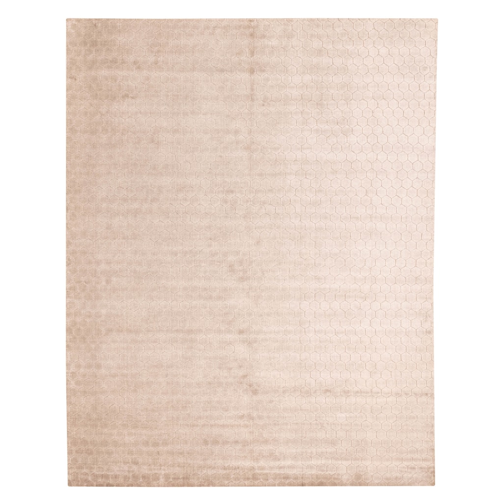 ECARPETGALLERY Hand Loomed Elysian Light Khaki Viscose Rug - 7'11 x 9'10