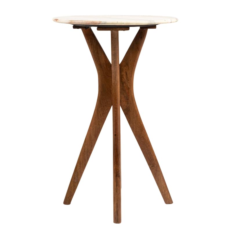 Owen Mango Wood and Marble Martini Accent Table