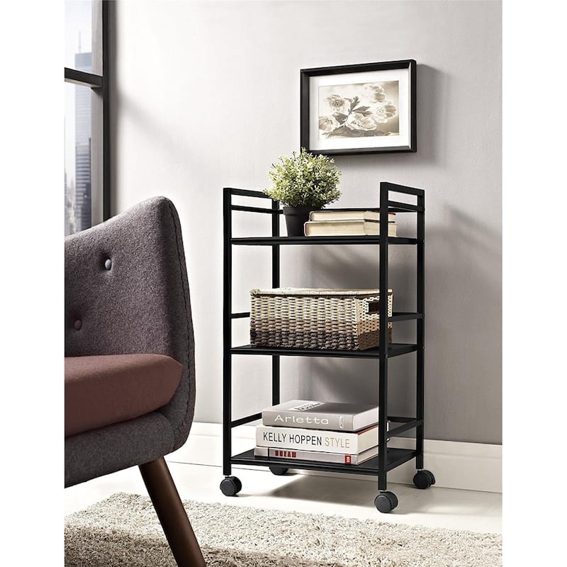 3- OR 4-tier Wheeled Steel Kitchen Island Cart - 3Tiers-Black