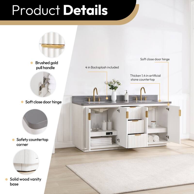 Miseno MV-NM-704160M Cadiz 60" Free Standing Double Basin Vanity Set