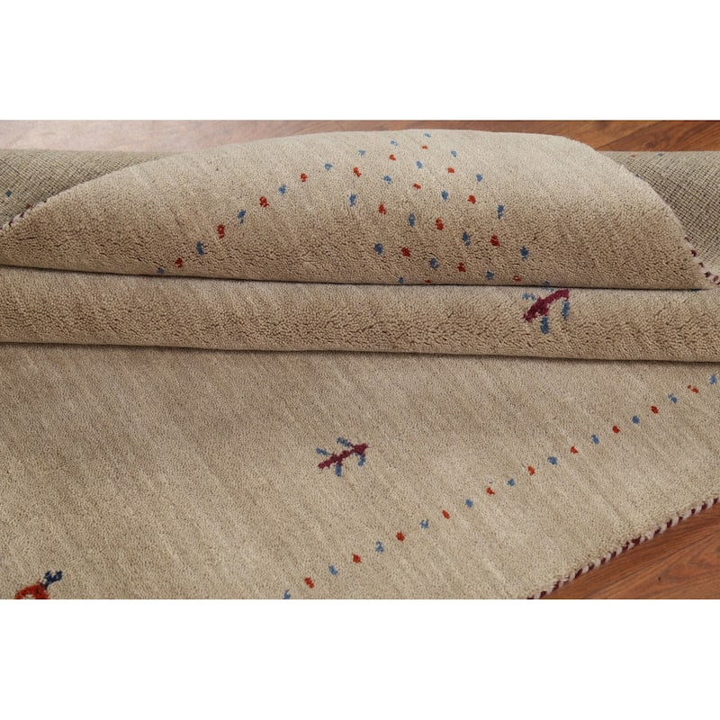 Tribal Gabbeh Oriental Area Rug Hand-Knotted Modern Wool Carpet - 4'7"x 6'5"