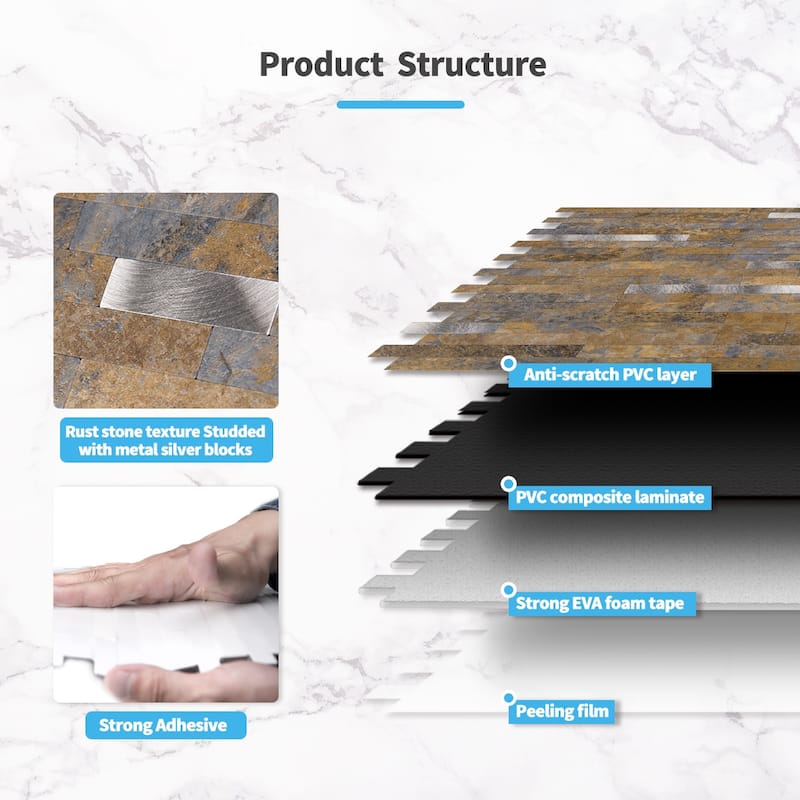Art3d Peel and Stick Stone Backsplash Tile for Kitchen Bathroom(10 sq.ft/box)