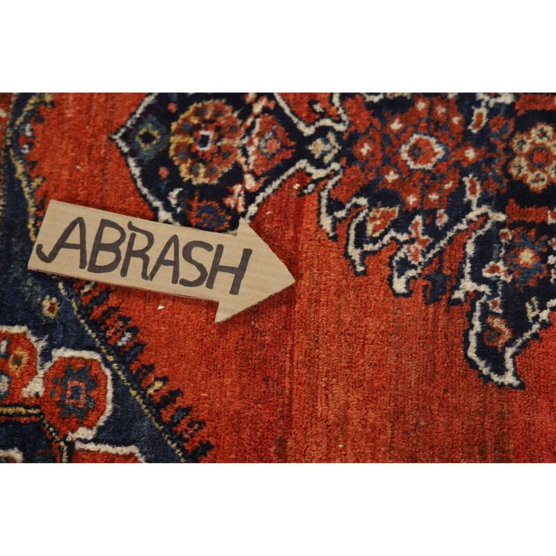 Hand Knotted Oriental 100% Wool Carpet Traditional Medallion Oranges & Rust Malayer Area Rug - 8' 0'' X 4' 6''