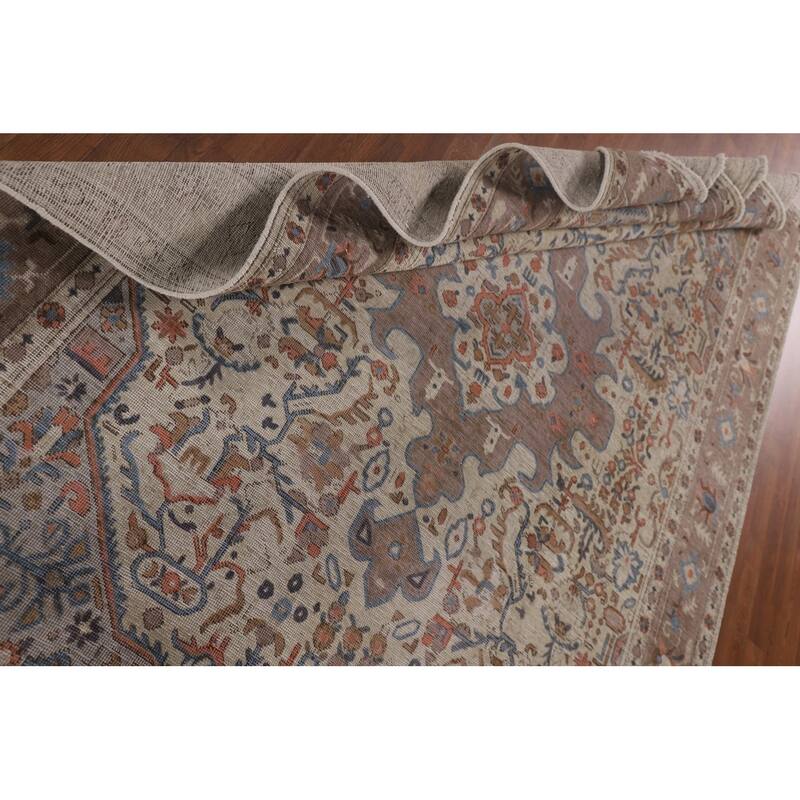 Distressed Tabriz Persian Antique Area Rug Handmade Wool Carpet - 6'7" x 9'4"