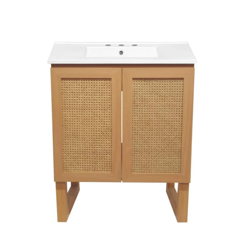 Swiss Madison SM-BV810-3 Arles 30" Free Standing Single Basin Vanity - Natural Oak / White - Oak Finish