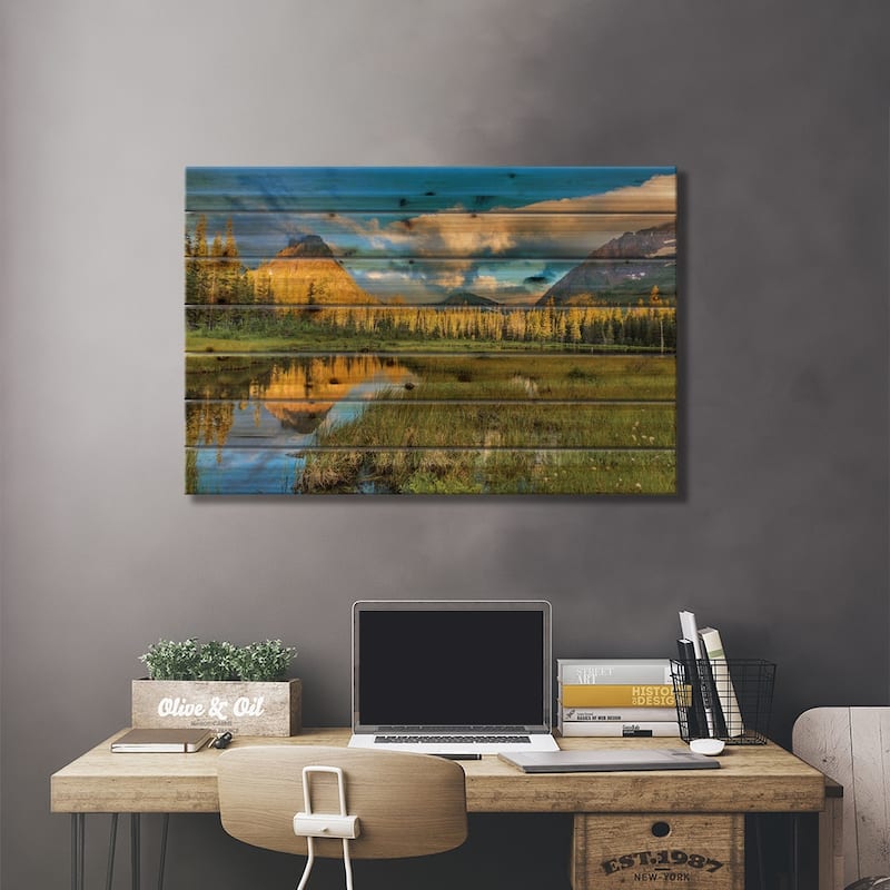 Sinopah Mountain And Its Reflection, Two Medicine, Glacier National Park, Montana, USA Print On Wood by Chuck Haney