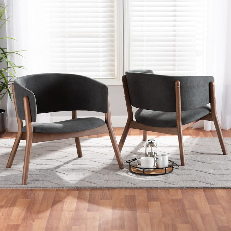 Baron Mid-Century Modern 2-Piece Living Room Accent Chair Set