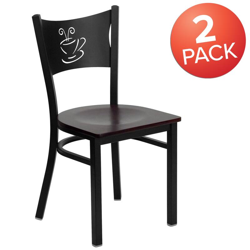 2 Pack Coffee Back Metal Restaurant Chair - 17.25"W x 20"D x 33.25"H