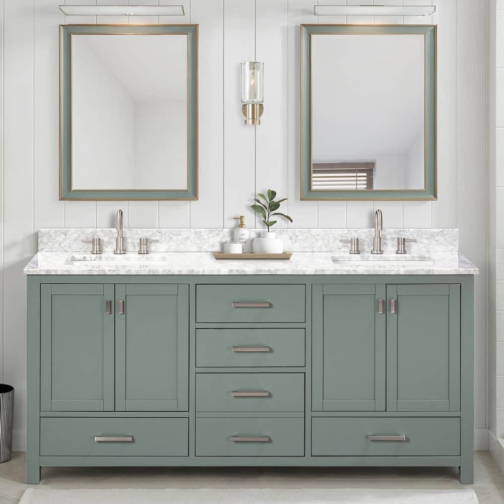Avanity Modero 72 in. Double Sink Bathroom Vanity with Carrara Marble Top - 73"W x 22"D x 35"H