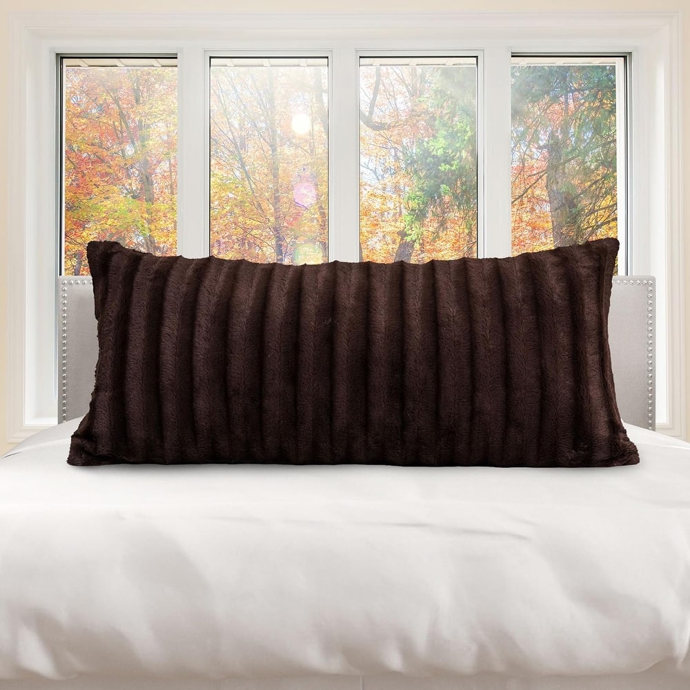 Cheer Collection 18x40 Faux Fur Decorative Throw Pillow