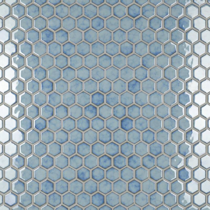 Merola Tile Hudson Due 2" Hex Marine 10-7/8" x 12-5/8" Porcelain Floor and Wall Tile