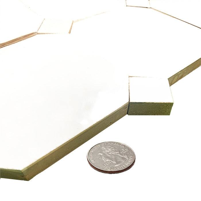 Contemporary Zellige Panels,12''x12''x0.5'', White and White Accents