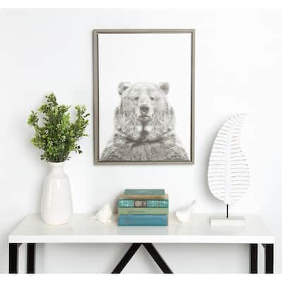 Kate and Laurel Sylvie Bear Framed Canvas Wall Art by Simon Te Tai
