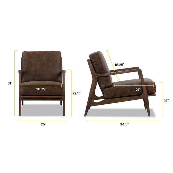 dimension image slide 1 of 7, Poly & Bark Verity Leather Lounge Chair - Full Grain Genuine Italian Leather