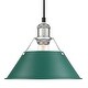 preview thumbnail 1 of 1, Yep by Golden Lighting Orwell 1-light 10in Pendant in Chrome and Pine Green shade - Medium Pendant - 10"