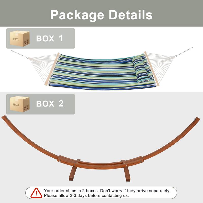 Double Spreader Bar Hammock With 13.5 ft. Wooden Stand - 162*55.1*48.8
