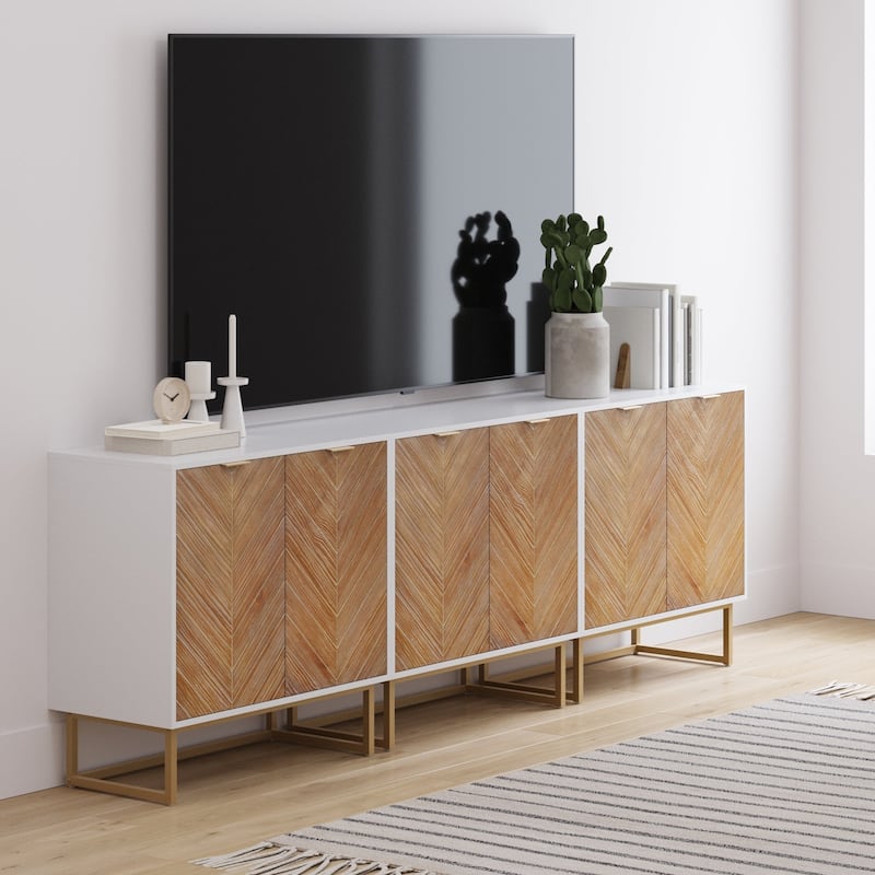 Nathan James Enloe Rustic Doors Metal Base Free Standing Modern Storage Cabinet for Entryway
