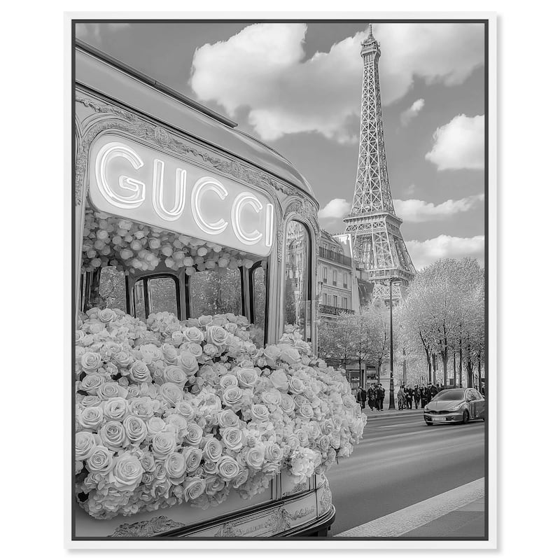 Dreamy Fashion Bus Noir Canvas by Art Remedy - 36" x 45" - White