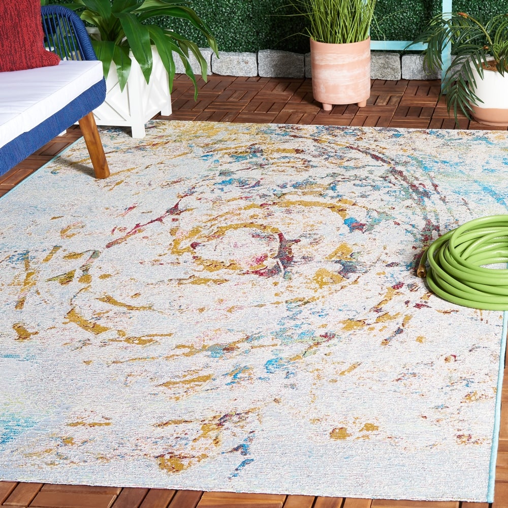 SAFAVIEH Barbados Ninel Modern Abstract Waterproof Patio Backyard Rug