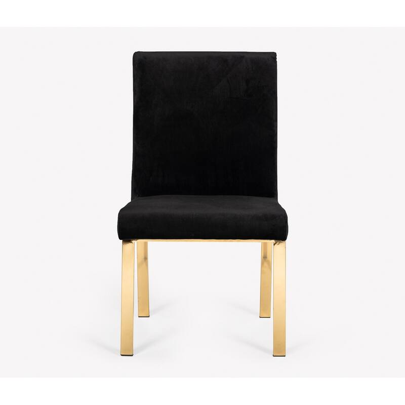 Modrest Reba Modern Black Velvet & Gold Dining Chair (Set of 2)