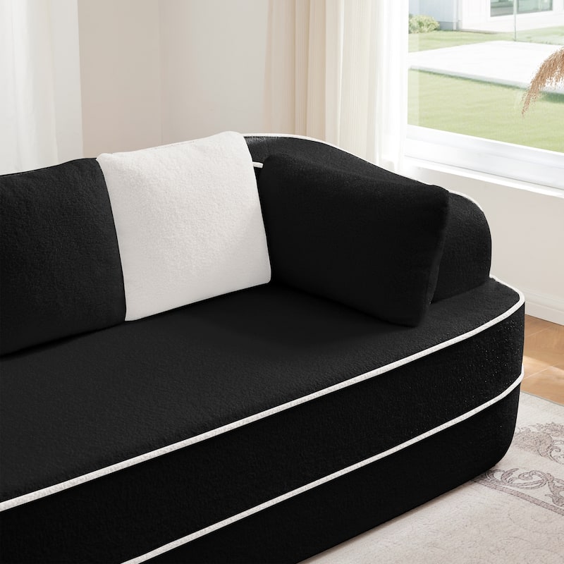 GDF Studio - Beckley 160" Modern Teddy Upholstered Boneless Sofa with Left L-Shaped Chaise, Contrast Color Design