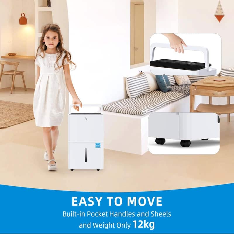 25 Pints Portable Dehumidifier for Basement up to 1,500 Sq.Ft