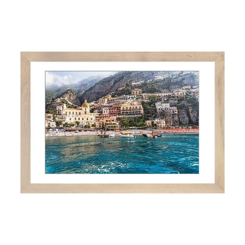 iCanvas "Low Angle View of Positano from The Sea, Amalfi Coast, Campania, Italy" by George Oze PFA - Natural - 24x32x1