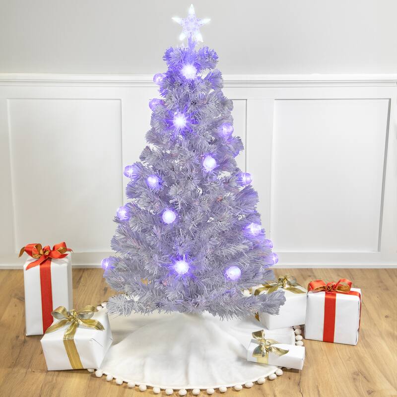 4' Medium White Iridescent Artificial Christmas Tree Blue LED - 4 Foot