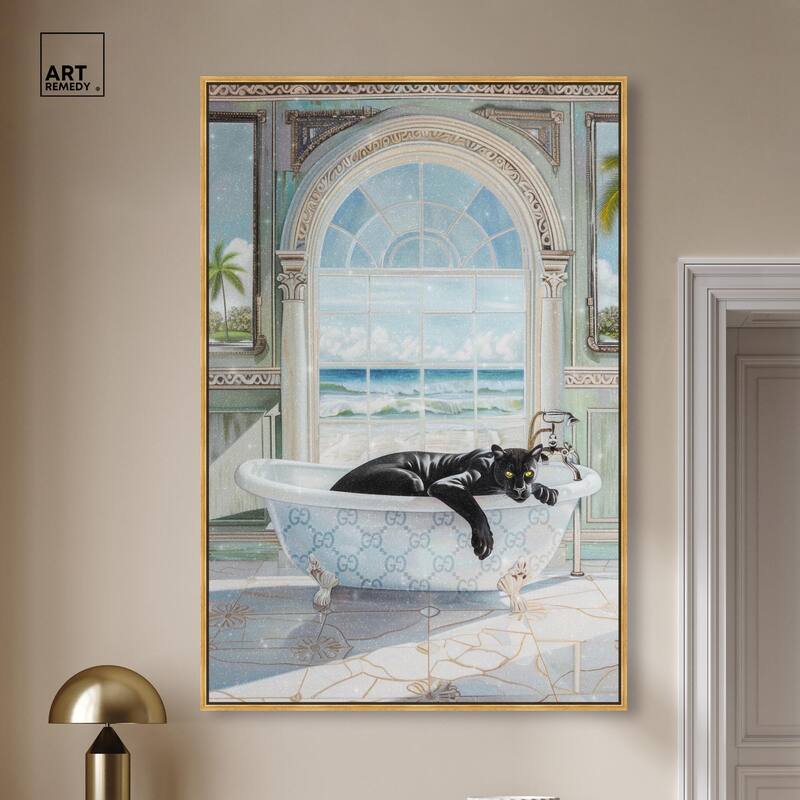 Panther Arch Bathroom Glam Canvas by Art Remedy