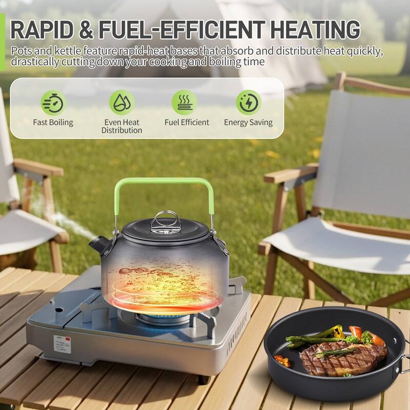 Camping Cookware Set Outdoor Cooking Kit Double Cookware - 10 Pcs