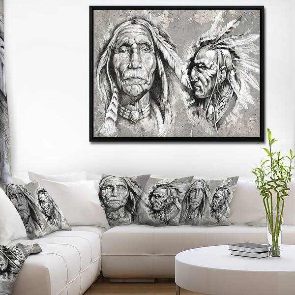 Shop Designart Native American Indian Heads Abstract Portrait