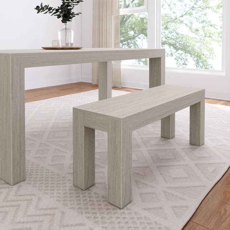 Plank and Beam Modern Dining Bench for 60" Table - 49" - Seashell Wirebrush